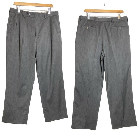 EMANUEL UNGARO Pant Men 34x26.5x37.5 Grey Pleated Straight 4 Pockets - Picture 1 of 7